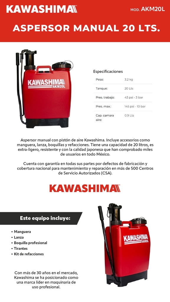 ASPERSORA MANUAL 20 LT