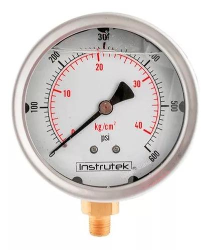 MANOMETRO DE GLICERINA 1/4 NPT INFERIOR 600 PSI
